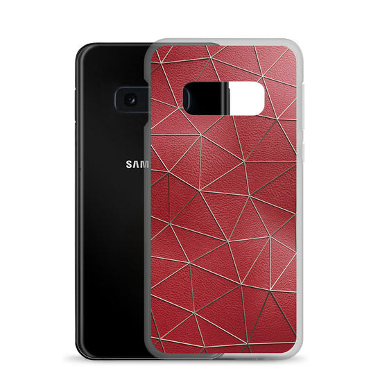 Golden Polygon Red Leather Samsung Clear Thin Case CREATIVETECH