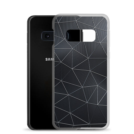 Silver Polygon Carbon Fiber Striped Samsung Clear Thin Case CREATIVETECH