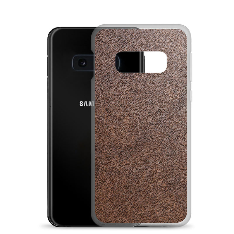 Load image into Gallery viewer, Light Brown Leather Samsung Clear Thin Case CREATIVETECH
