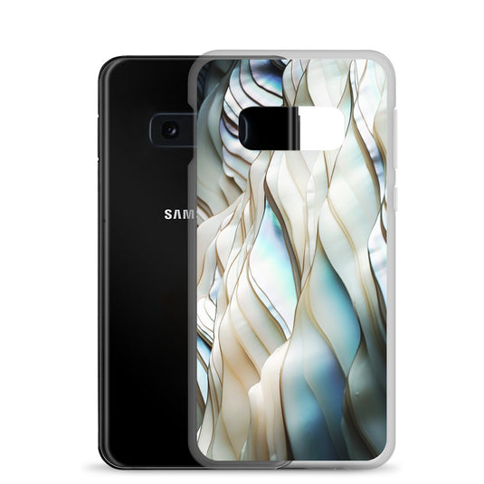 Cream Blue White Pearl Samsung Clear Thin Case CREATIVETECH