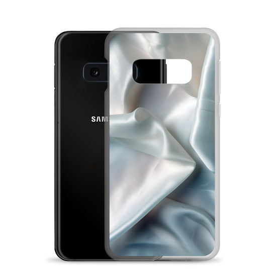 White Satin Pearl Cloth Samsung Clear Thin Case CREATIVETECH