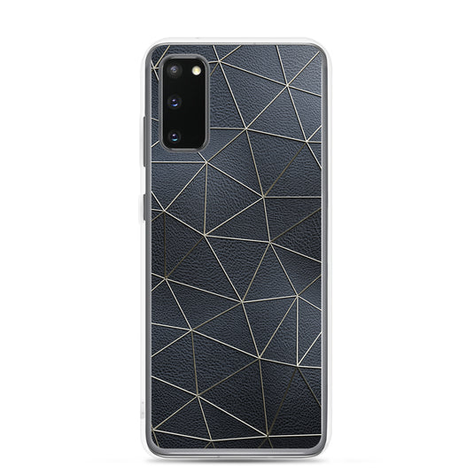 Golden Polygon Black Leather Samsung Clear Thin Case CREATIVETECH