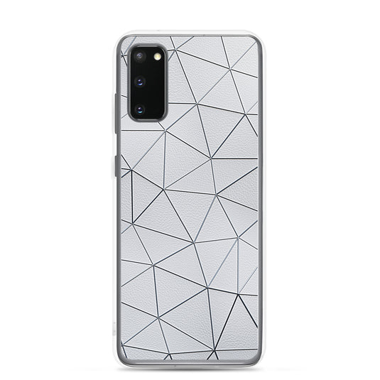 Silver Polygon White Leather Samsung Clear Thin Case CREATIVETECH