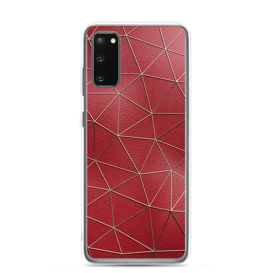 Golden Polygon Red Leather Samsung Clear Thin Case CREATIVETECH