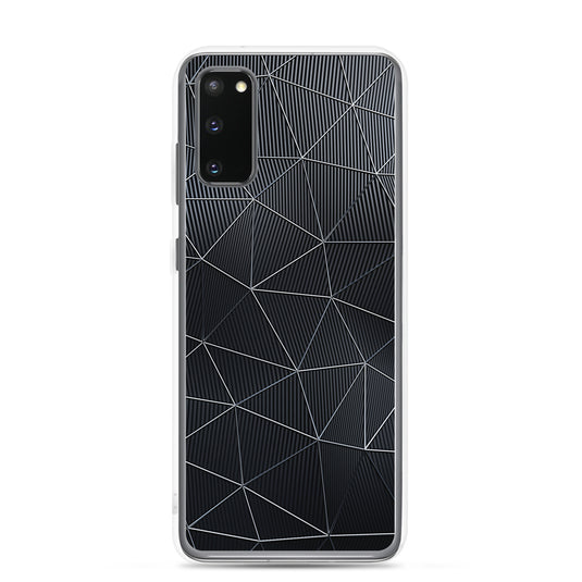 Silver Polygon Carbon Fiber Striped Samsung Clear Thin Case CREATIVETECH