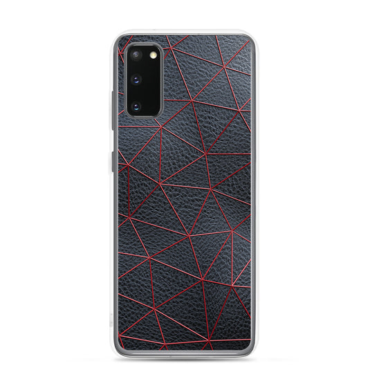 Red Polygon Black Leather Samsung Clear Thin Case CREATIVETECH