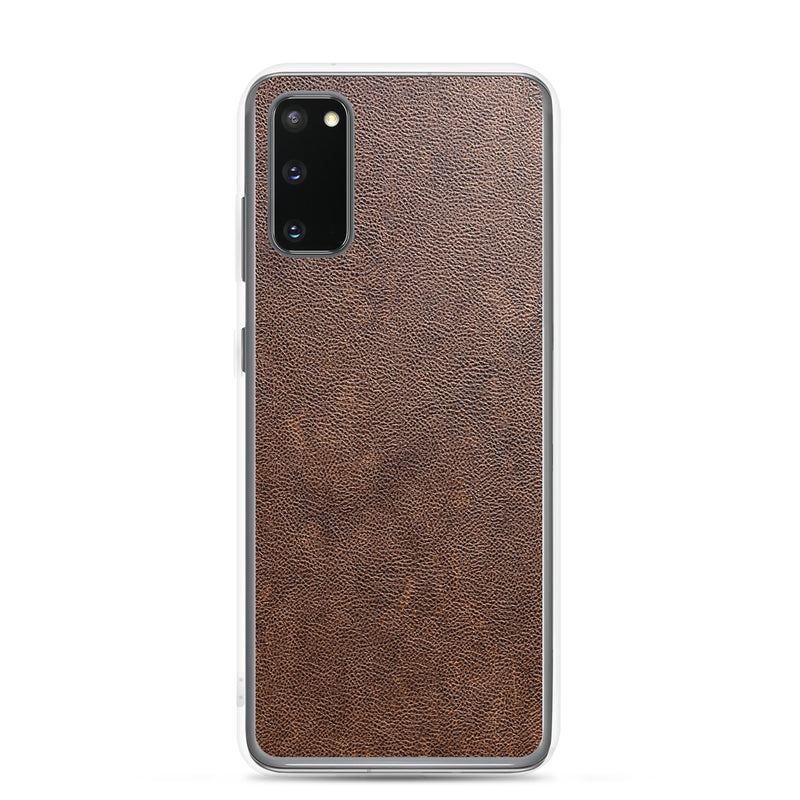 Load image into Gallery viewer, Light Brown Leather Samsung Clear Thin Case CREATIVETECH
