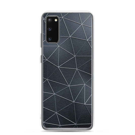 White Polygon Black Leather Samsung Clear Thin Case CREATIVETECH