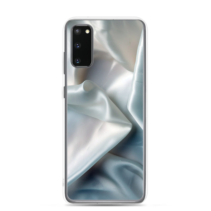 Load image into Gallery viewer, White Satin Pearl Cloth Samsung Clear Thin Case CREATIVETECH
