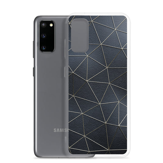 Golden Polygon Black Leather Samsung Clear Thin Case CREATIVETECH