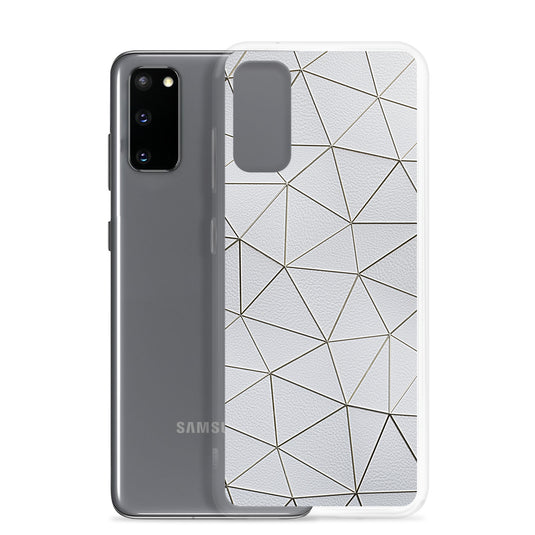 Golden Polygon White Leather Samsung Clear Thin Case CREATIVETECH