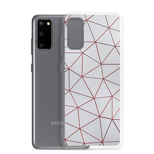 Red Polygon White Leather Samsung Clear Thin Case CREATIVETECH