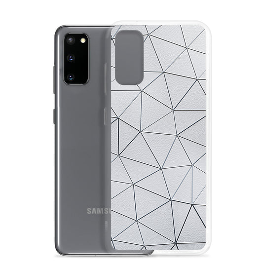 Silver Polygon White Leather Samsung Clear Thin Case CREATIVETECH