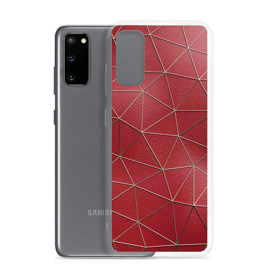 Golden Polygon Red Leather Samsung Clear Thin Case CREATIVETECH