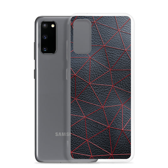 Red Polygon Black Leather Samsung Clear Thin Case CREATIVETECH