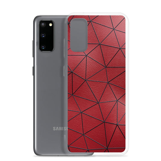 Black Polygon Red Leather Samsung Clear Thin Case CREATIVETECH