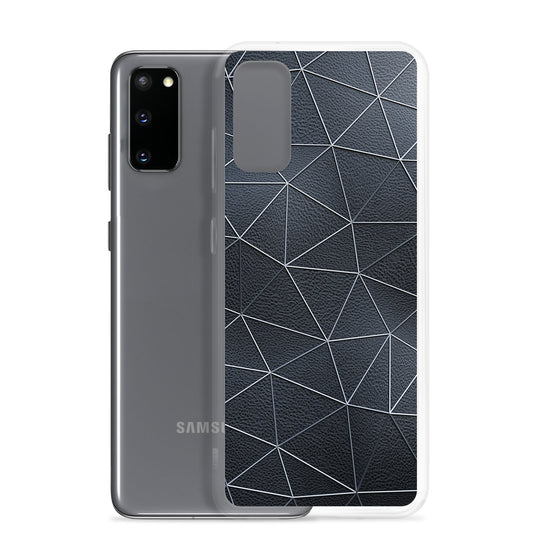White Polygon Black Leather Samsung Clear Thin Case CREATIVETECH