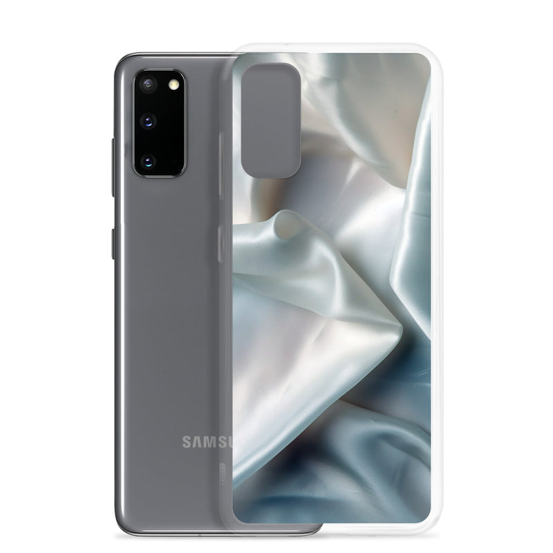 Load image into Gallery viewer, White Satin Pearl Cloth Samsung Clear Thin Case CREATIVETECH
