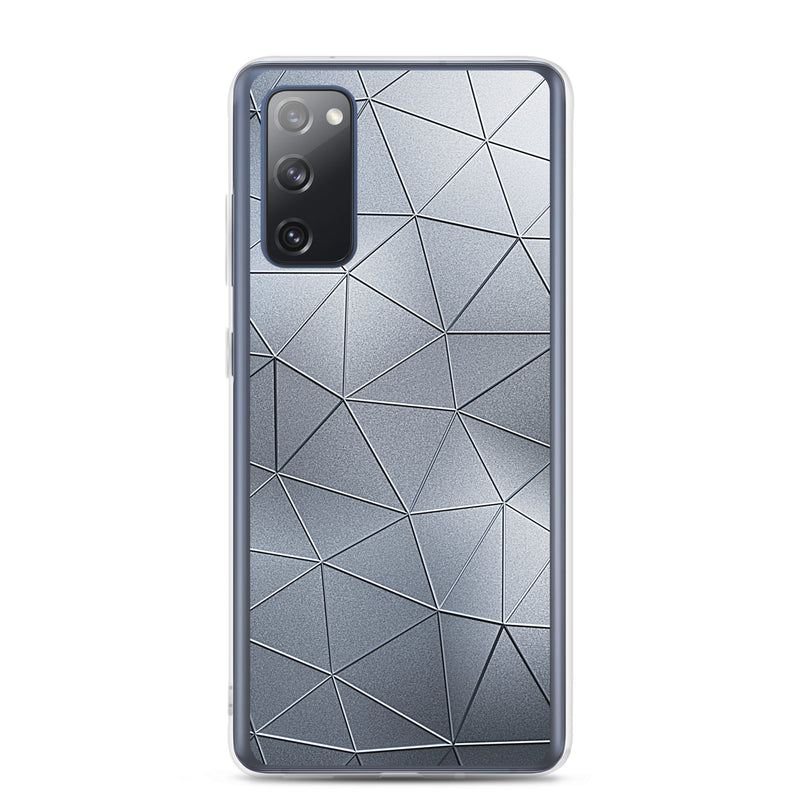 Load image into Gallery viewer, Silver Polygon Metal Samsung Clear Thin Case CREATIVETECH