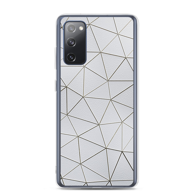 Load image into Gallery viewer, Golden Polygon White Leather Samsung Clear Thin Case CREATIVETECH