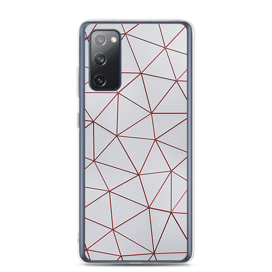 Red Polygon White Leather Samsung Clear Thin Case CREATIVETECH