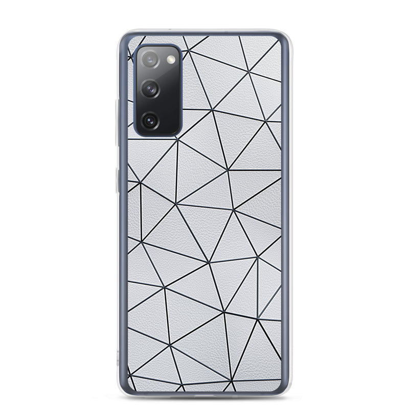 Load image into Gallery viewer, Black Polygon White Leather Samsung Clear Thin Case CREATIVETECH