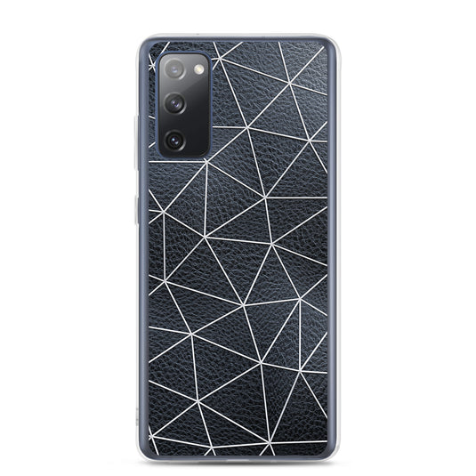 White Polygon Black Leather Samsung Clear Thin Case CREATIVETECH