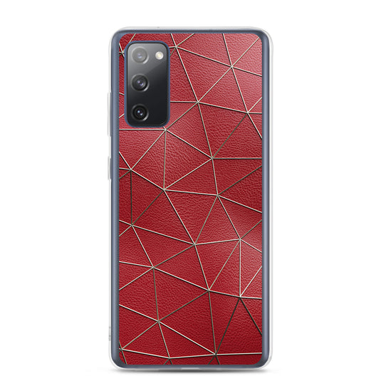 Golden Polygon Red Leather Samsung Clear Thin Case CREATIVETECH