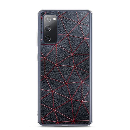 Red Polygon Black Leather Samsung Clear Thin Case CREATIVETECH