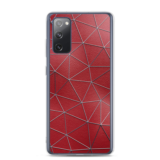 Silver Polygon Red Leather Samsung Clear Thin Case CREATIVETECH