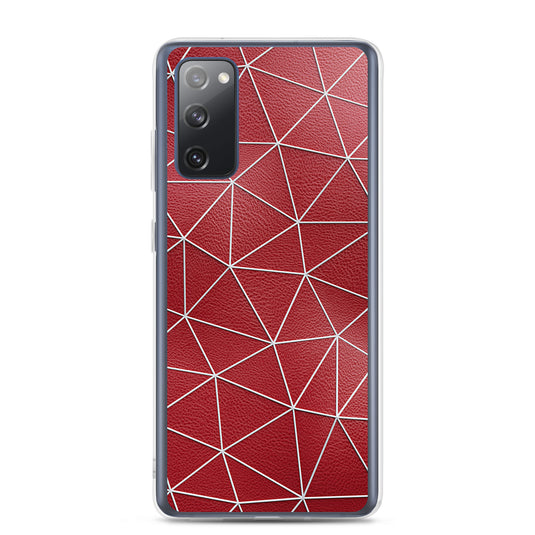 White Polygon Red Leather Samsung Clear Thin Case CREATIVETECH