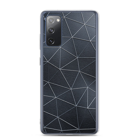 White Polygon Black Leather Samsung Clear Thin Case CREATIVETECH