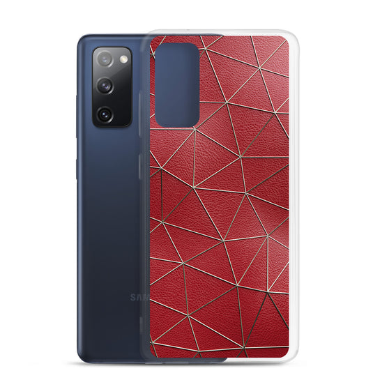 Golden Polygon Red Leather Samsung Clear Thin Case CREATIVETECH