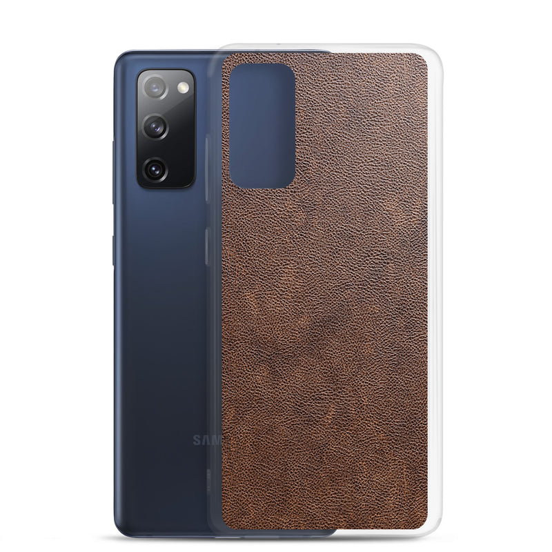 Load image into Gallery viewer, Light Brown Leather Samsung Clear Thin Case CREATIVETECH
