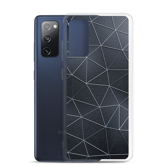 White Polygon Black Leather Samsung Clear Thin Case CREATIVETECH
