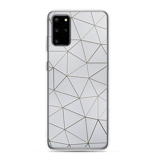 Golden Polygon White Leather Samsung Clear Thin Case CREATIVETECH