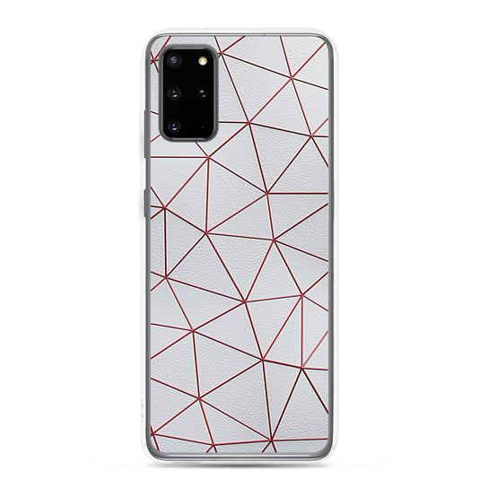 Red Polygon White Leather Samsung Clear Thin Case CREATIVETECH
