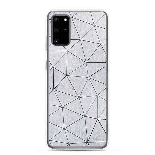 Silver Polygon White Leather Samsung Clear Thin Case CREATIVETECH