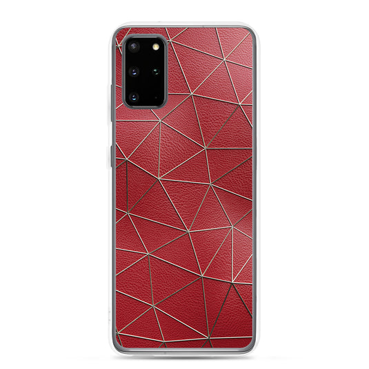 Golden Polygon Red Leather Samsung Clear Thin Case CREATIVETECH