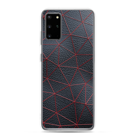 Red Polygon Black Leather Samsung Clear Thin Case CREATIVETECH