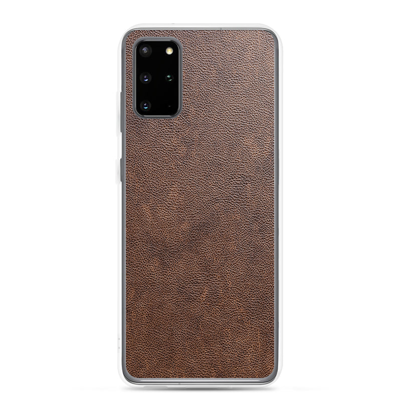 Load image into Gallery viewer, Light Brown Leather Samsung Clear Thin Case CREATIVETECH