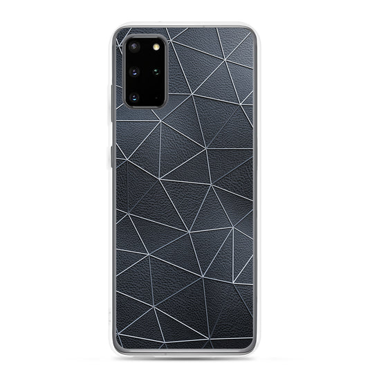 White Polygon Black Leather Samsung Clear Thin Case CREATIVETECH