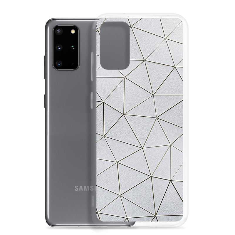 Load image into Gallery viewer, Golden Polygon White Leather Samsung Clear Thin Case CREATIVETECH