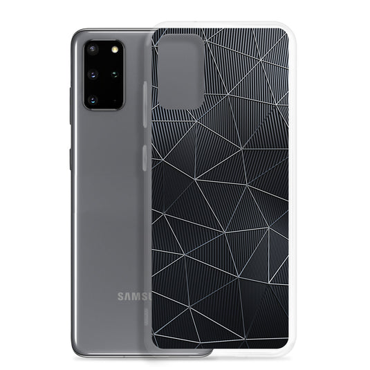 Silver Polygon Carbon Fiber Striped Samsung Clear Thin Case CREATIVETECH