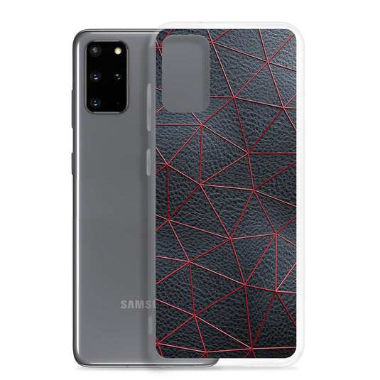 Red Polygon Black Leather Samsung Clear Thin Case CREATIVETECH