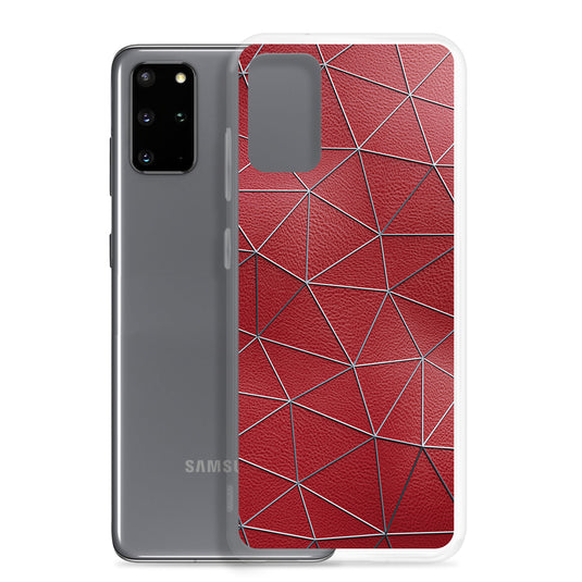 Silver Polygon Red Leather Samsung Clear Thin Case CREATIVETECH