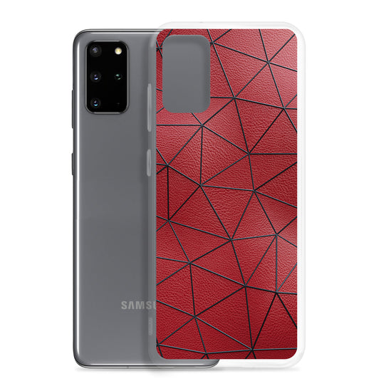 Black Polygon Red Leather Samsung Clear Thin Case CREATIVETECH