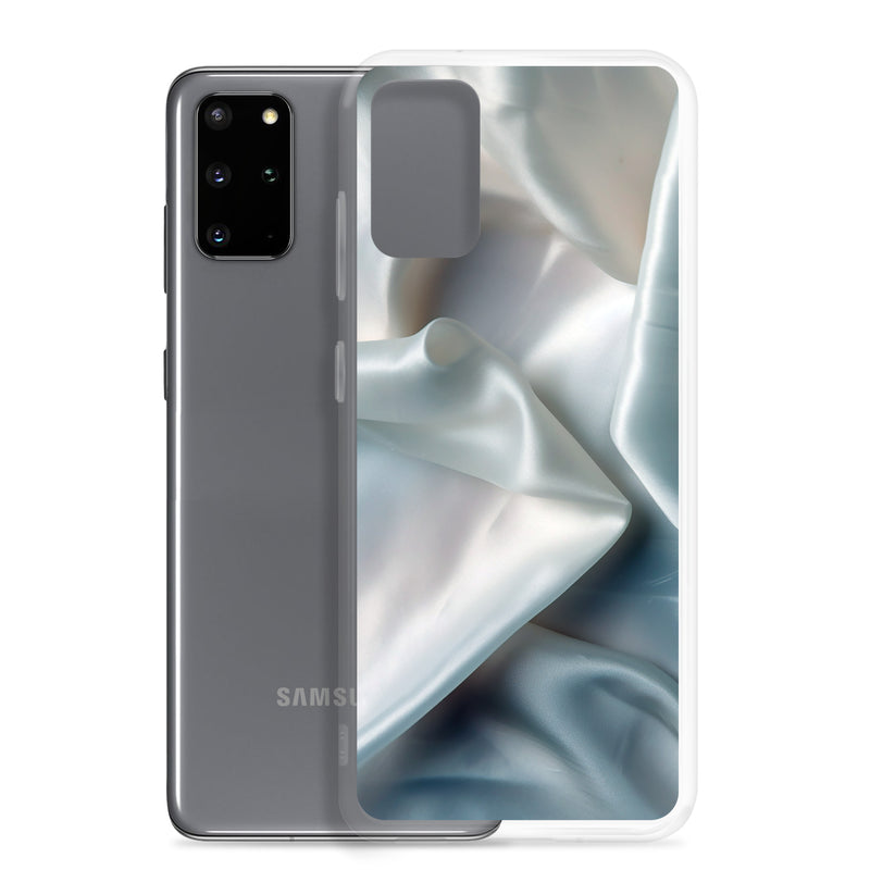 Load image into Gallery viewer, White Satin Pearl Cloth Samsung Clear Thin Case CREATIVETECH
