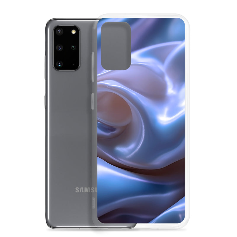 Load image into Gallery viewer, Blue Satin Pearl Cloth Samsung Clear Thin Case CREATIVETECH
