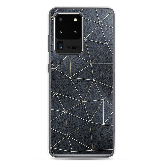 Golden Polygon Black Leather Samsung Clear Thin Case CREATIVETECH